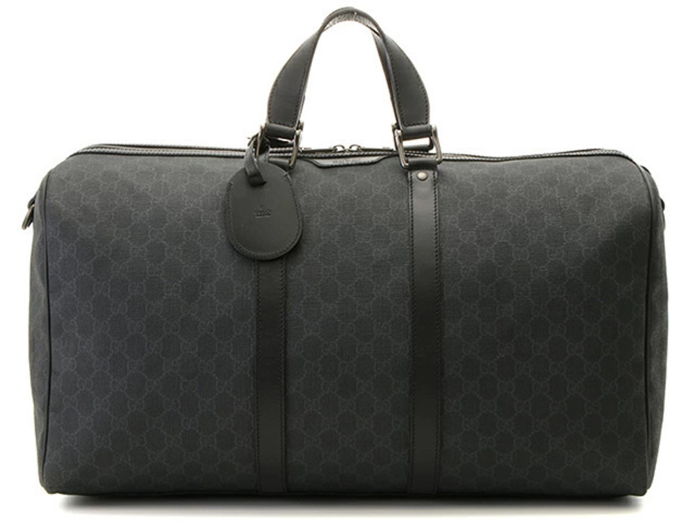 Gucci GG Supreme Boston Bag Leather Gray Black